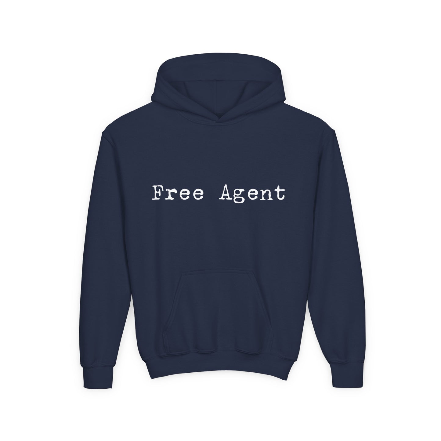 Youth 'Free Agent' Hoodie — Minimalist Text Pullover for Kids