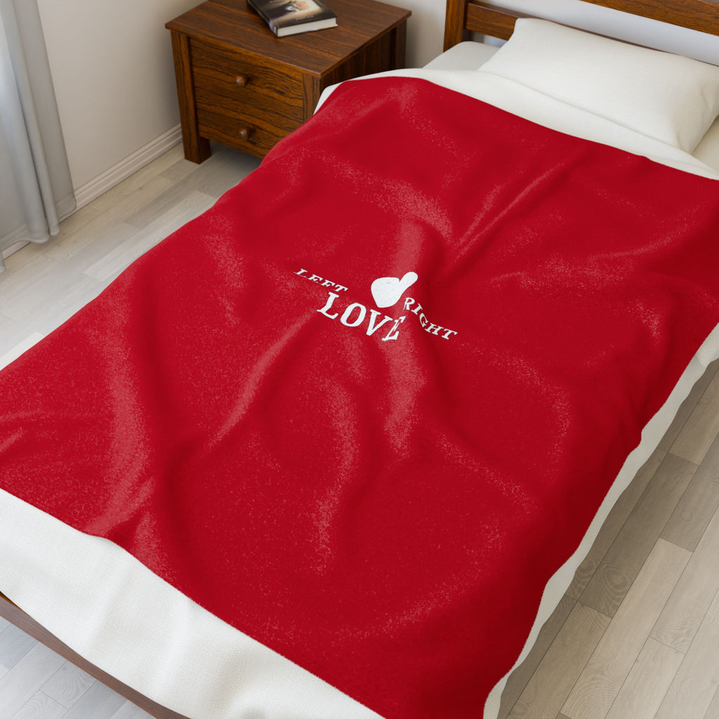 Left Heart Right Love Velveteen Plush Blanket