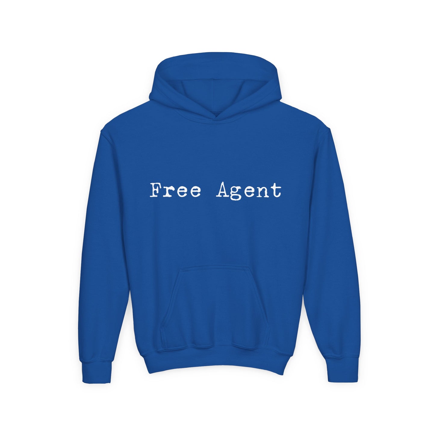Youth 'Free Agent' Hoodie — Minimalist Text Pullover for Kids