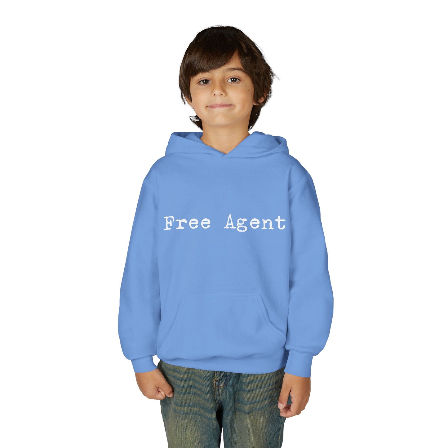 Youth 'Free Agent' Hoodie — Minimalist Text Pullover for Kids