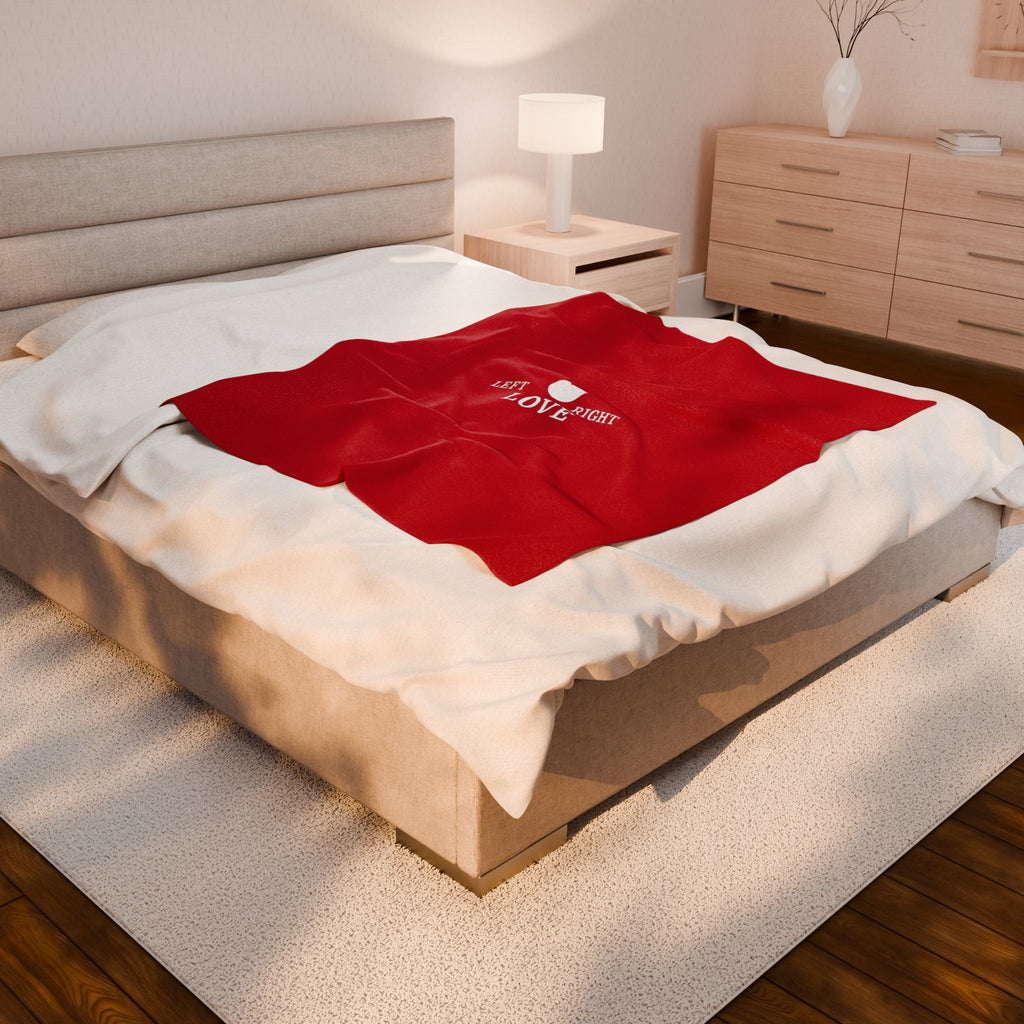Left Heart Right Love Velveteen Plush Blanket