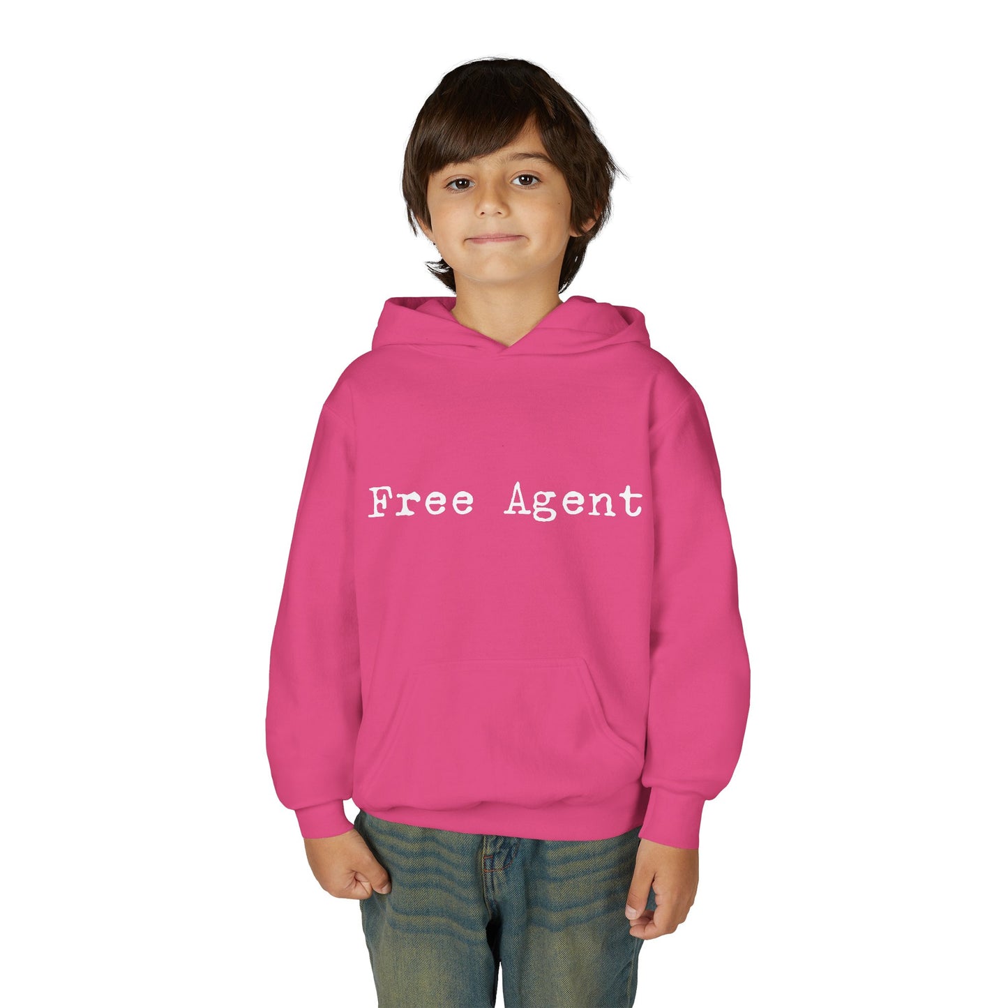 Youth 'Free Agent' Hoodie — Minimalist Text Pullover for Kids