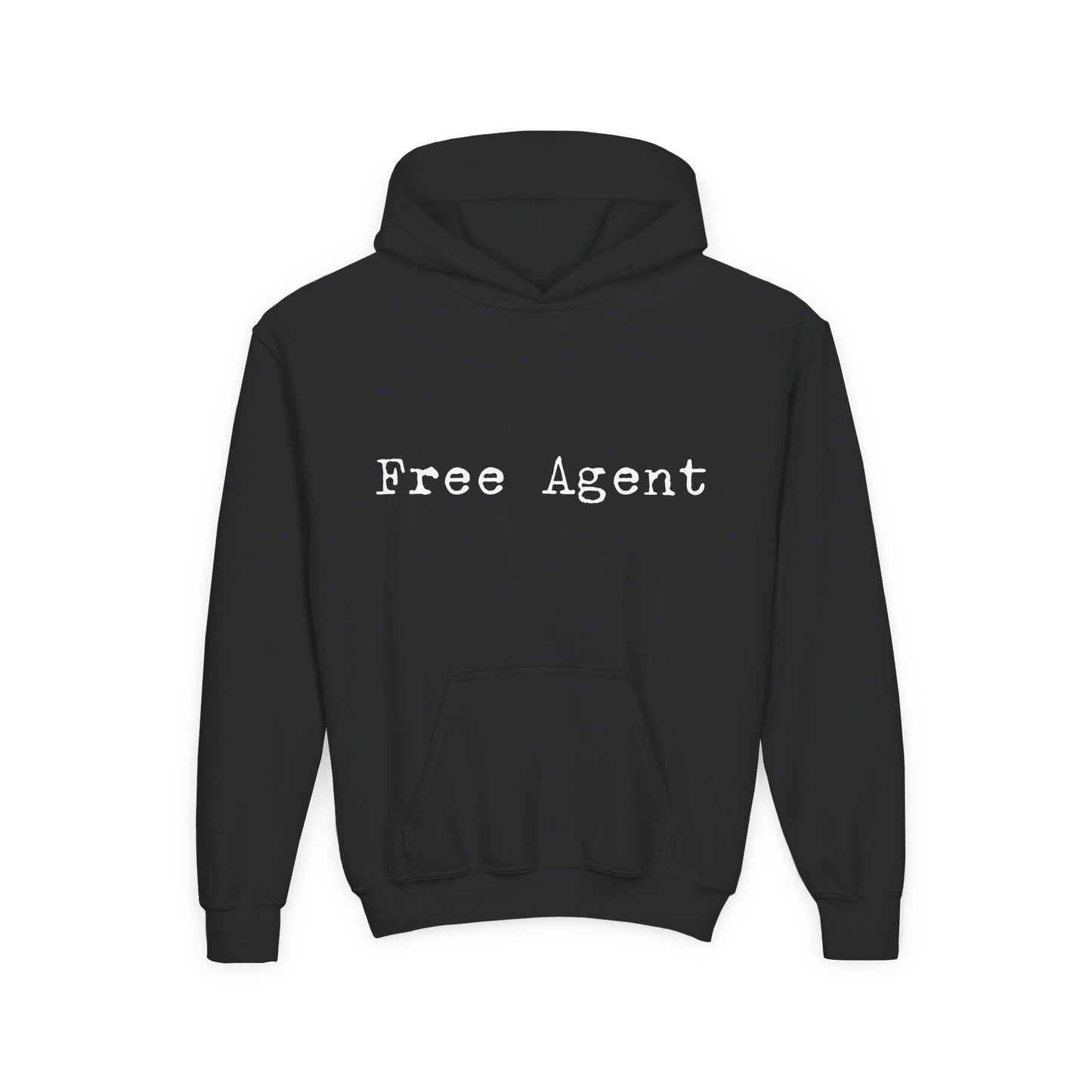 Youth 'Free Agent' Hoodie — Minimalist Text Pullover for Kids