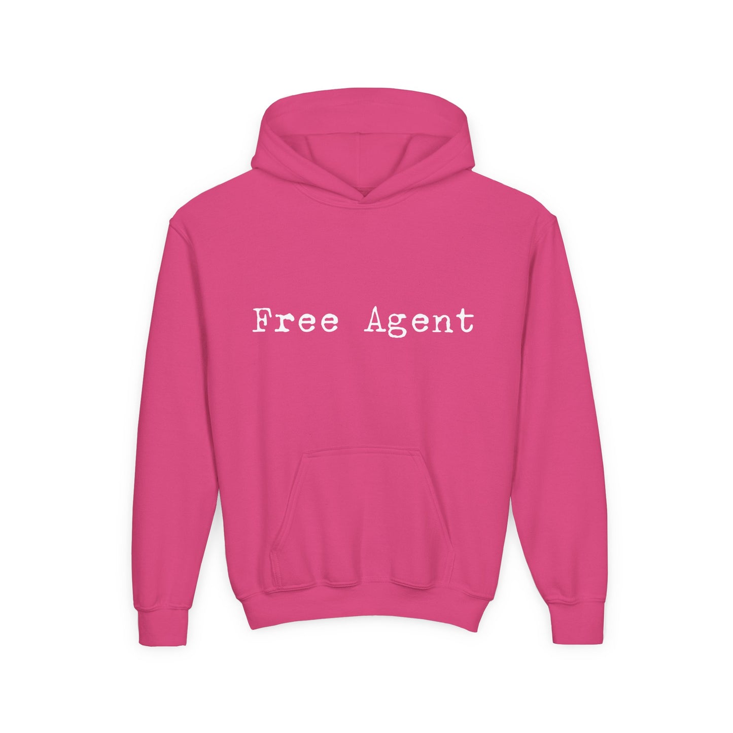 Youth 'Free Agent' Hoodie — Minimalist Text Pullover for Kids