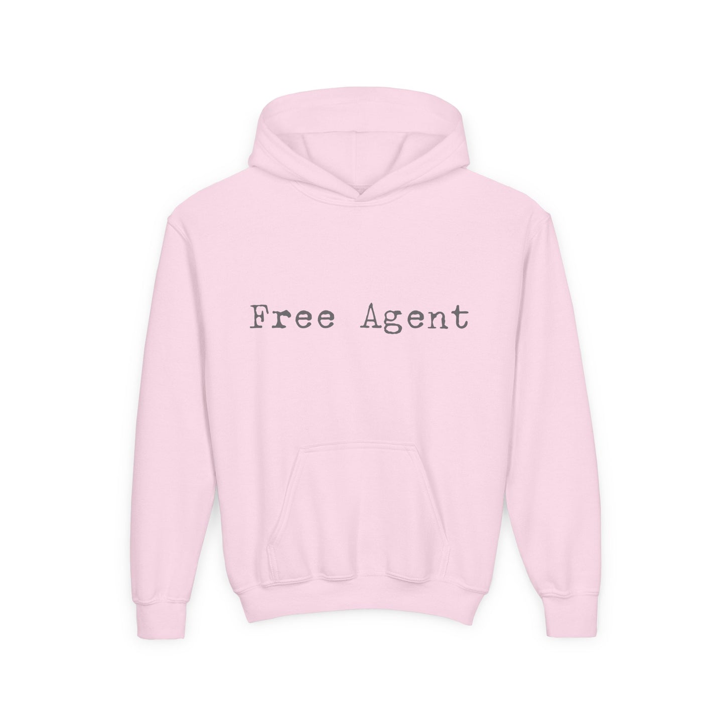 Youth 'Free Agent' Hoodie — Minimalist Text Pullover for Kids
