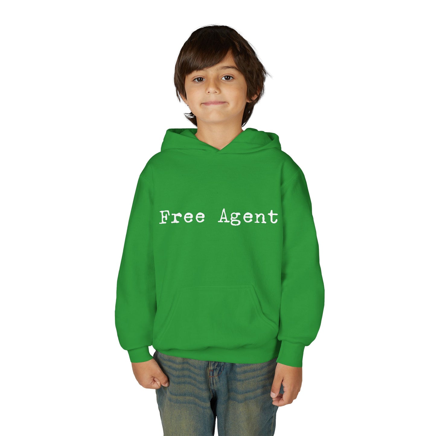 Youth 'Free Agent' Hoodie — Minimalist Text Pullover for Kids