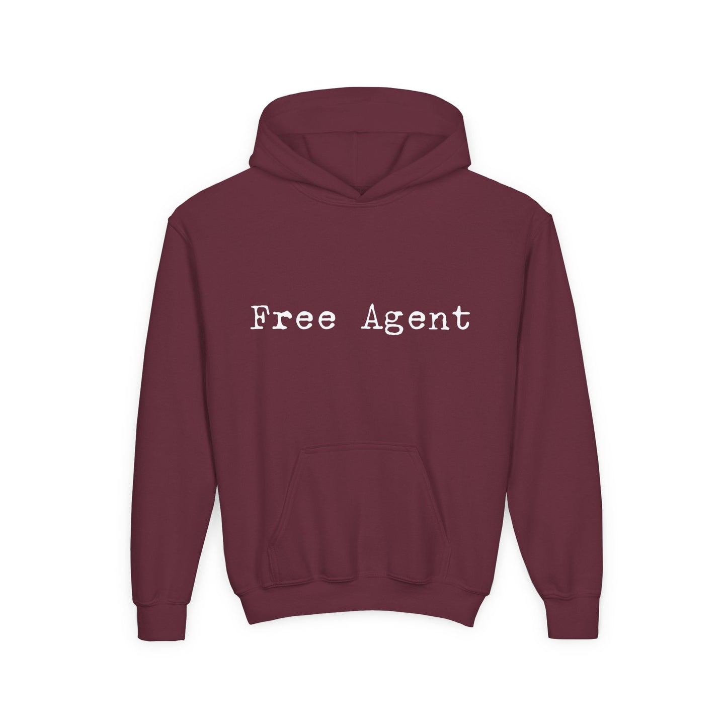 Youth 'Free Agent' Hoodie — Minimalist Text Pullover for Kids
