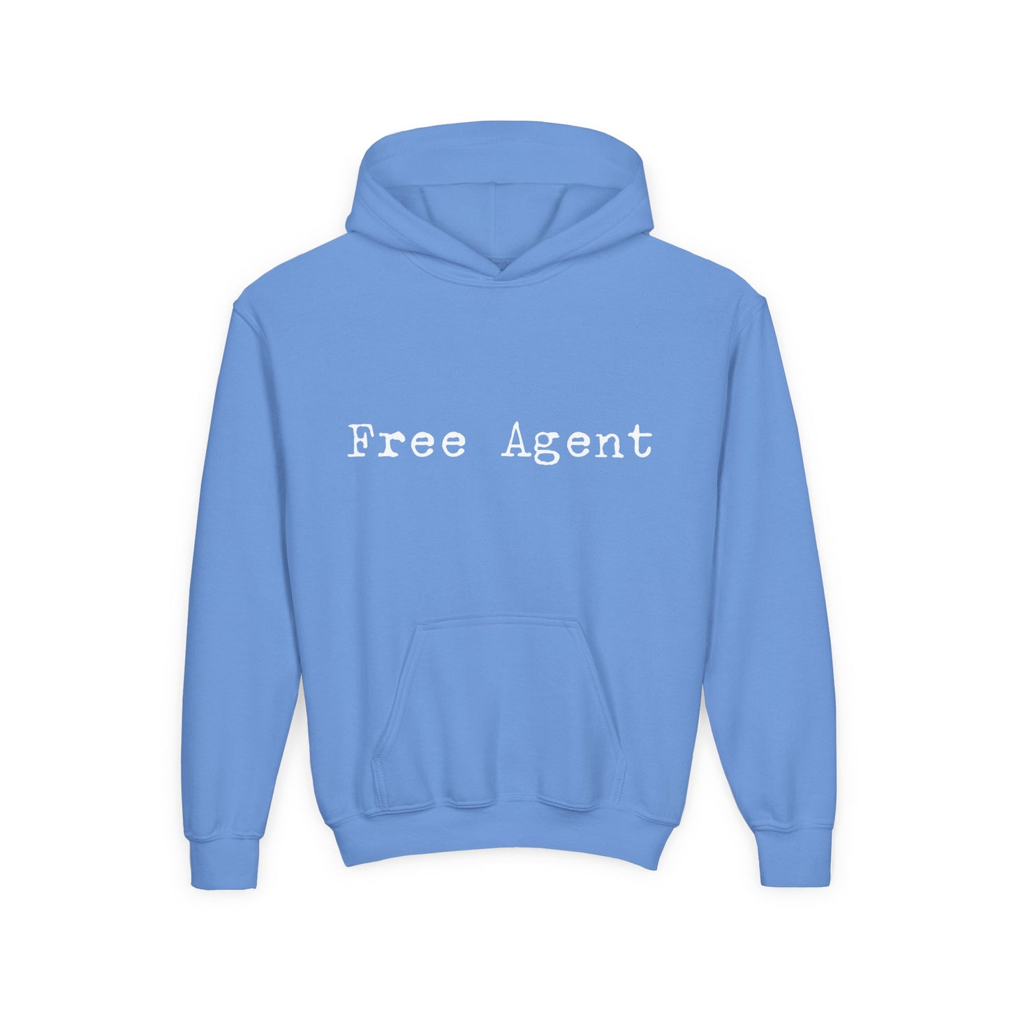 Youth 'Free Agent' Hoodie — Minimalist Text Pullover for Kids