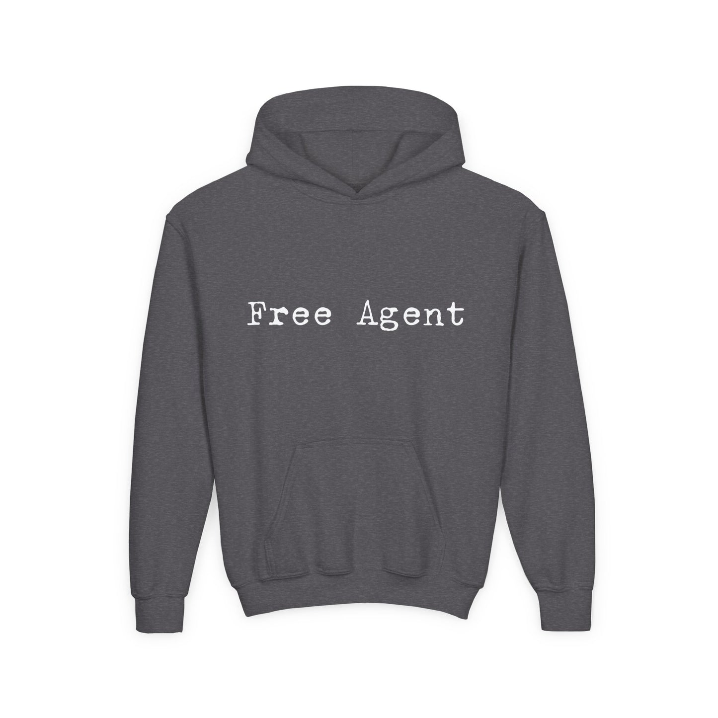 Youth 'Free Agent' Hoodie — Minimalist Text Pullover for Kids
