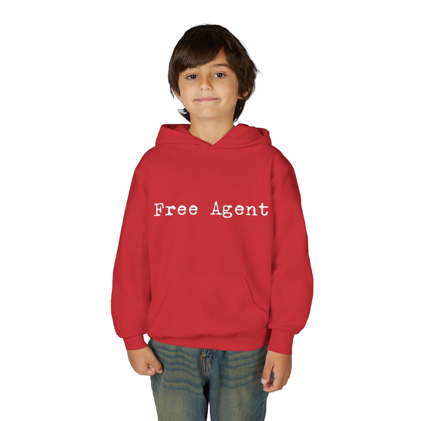 Youth 'Free Agent' Hoodie — Minimalist Text Pullover for Kids