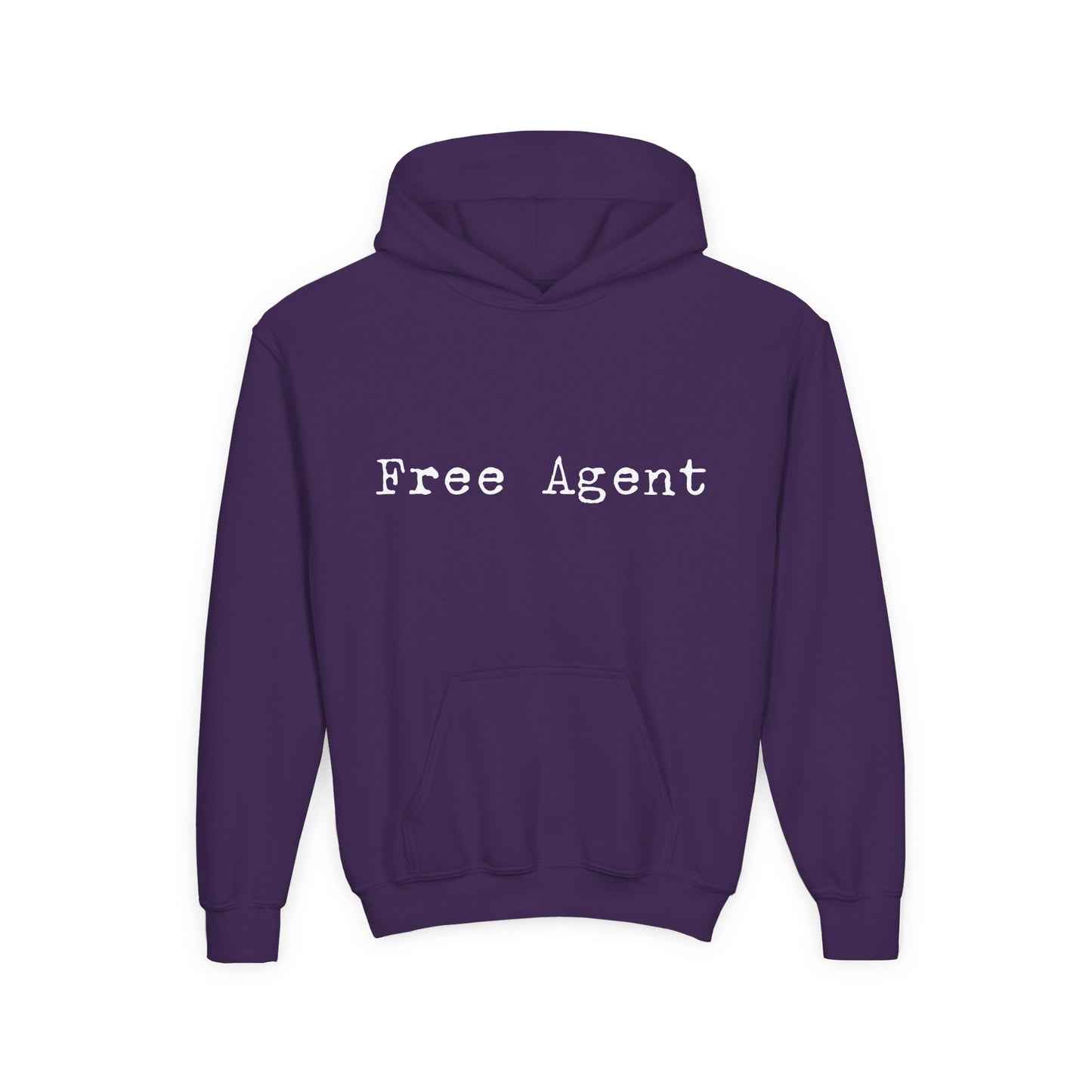 Youth 'Free Agent' Hoodie — Minimalist Text Pullover for Kids