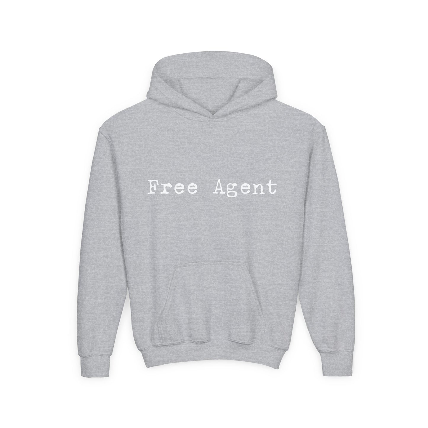 Youth 'Free Agent' Hoodie — Minimalist Text Pullover for Kids
