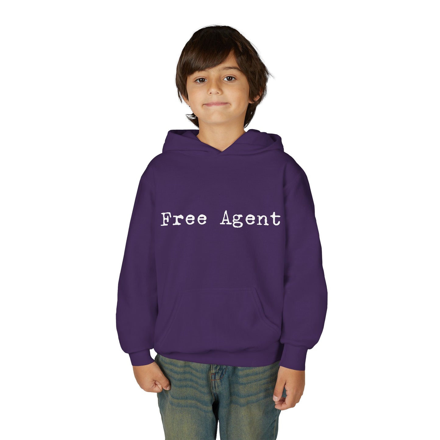 Youth 'Free Agent' Hoodie — Minimalist Text Pullover for Kids