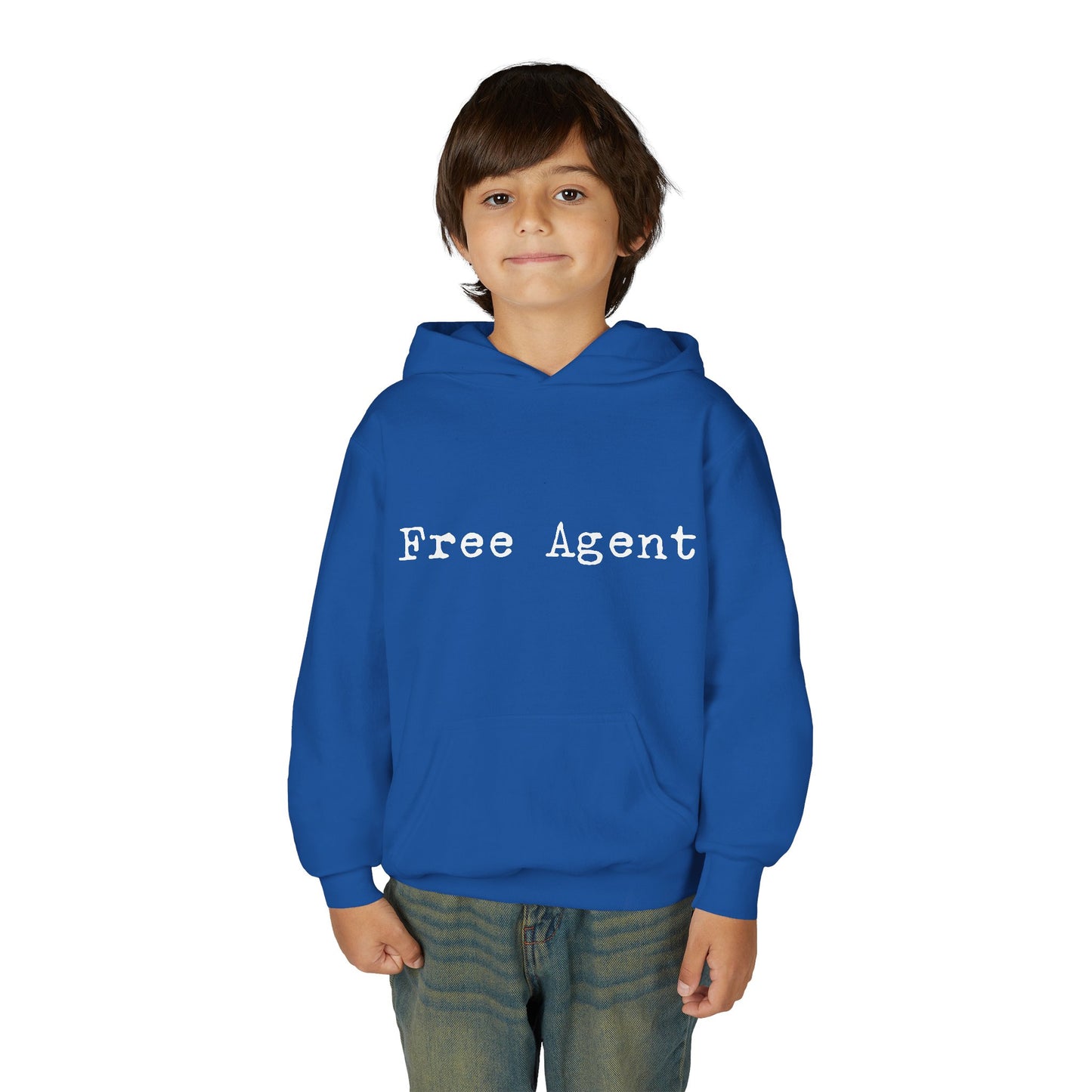 Youth 'Free Agent' Hoodie — Minimalist Text Pullover for Kids
