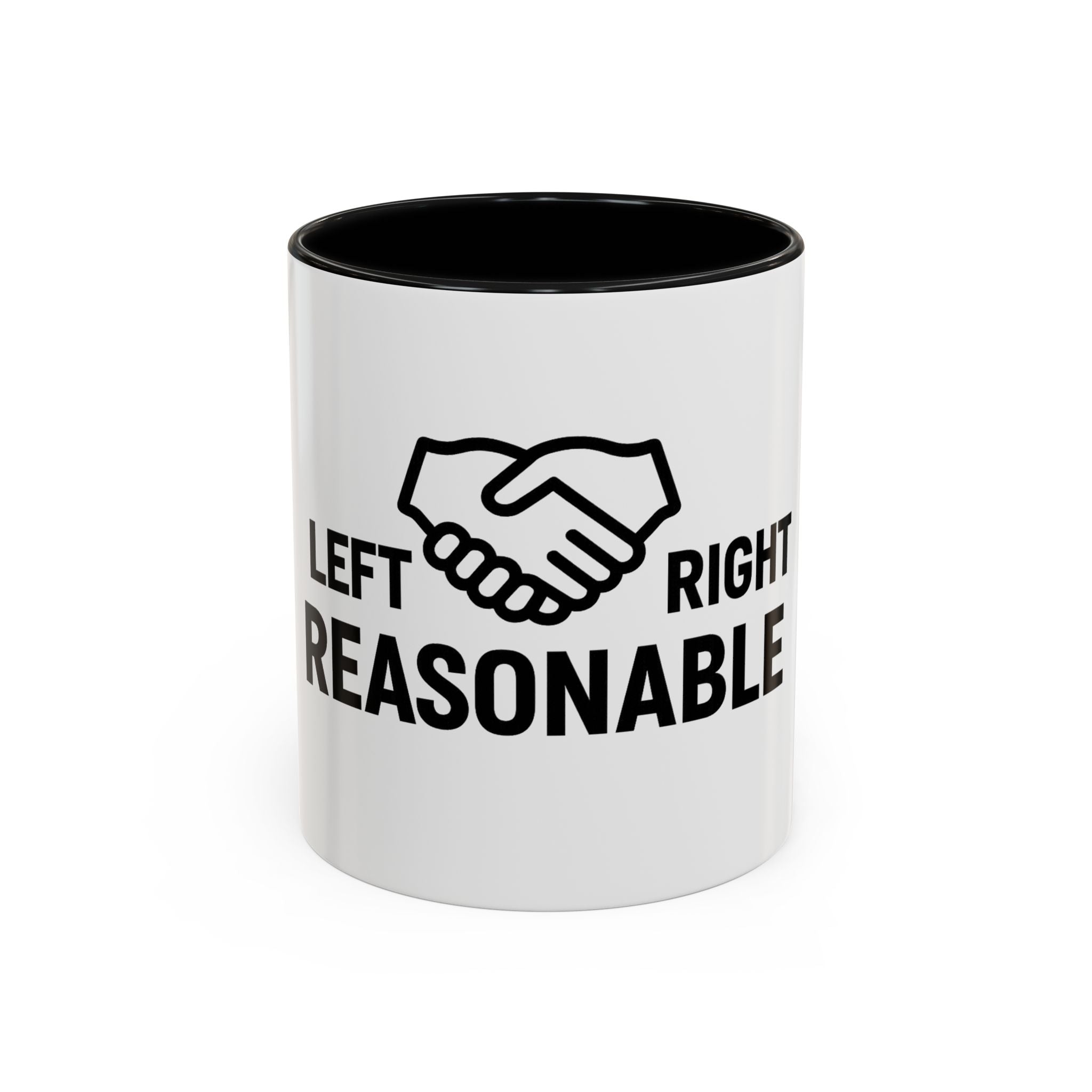 Left Right Reasonable Coffee Mug | Handshake Political Humor Accent Mug
