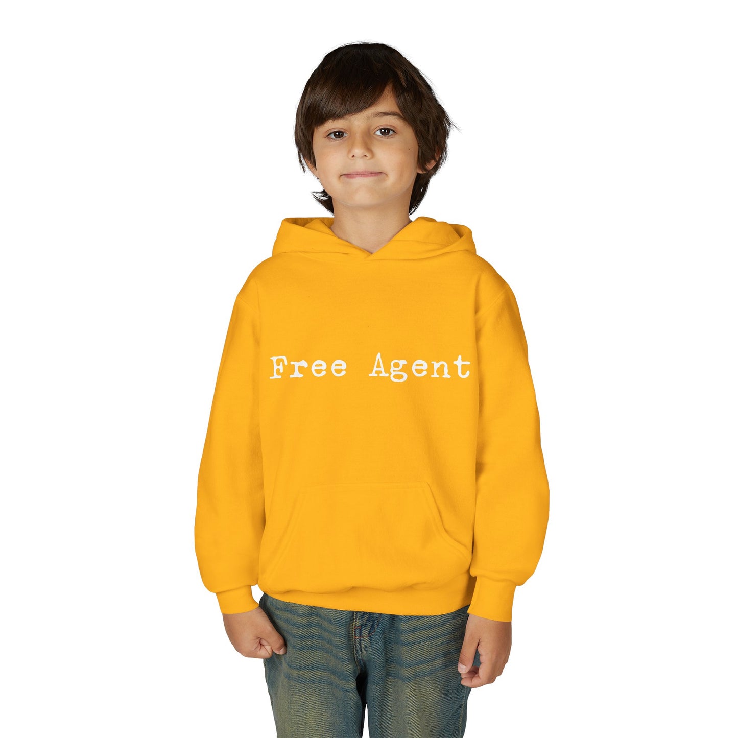 Youth 'Free Agent' Hoodie — Minimalist Text Pullover for Kids