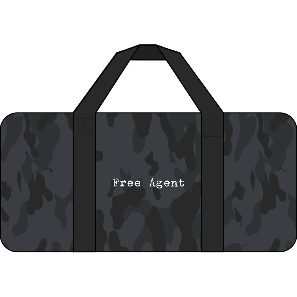 Free Agent Tripper Duffel Bag — Black/Camo Travel Gym Duffle with Checker Strap