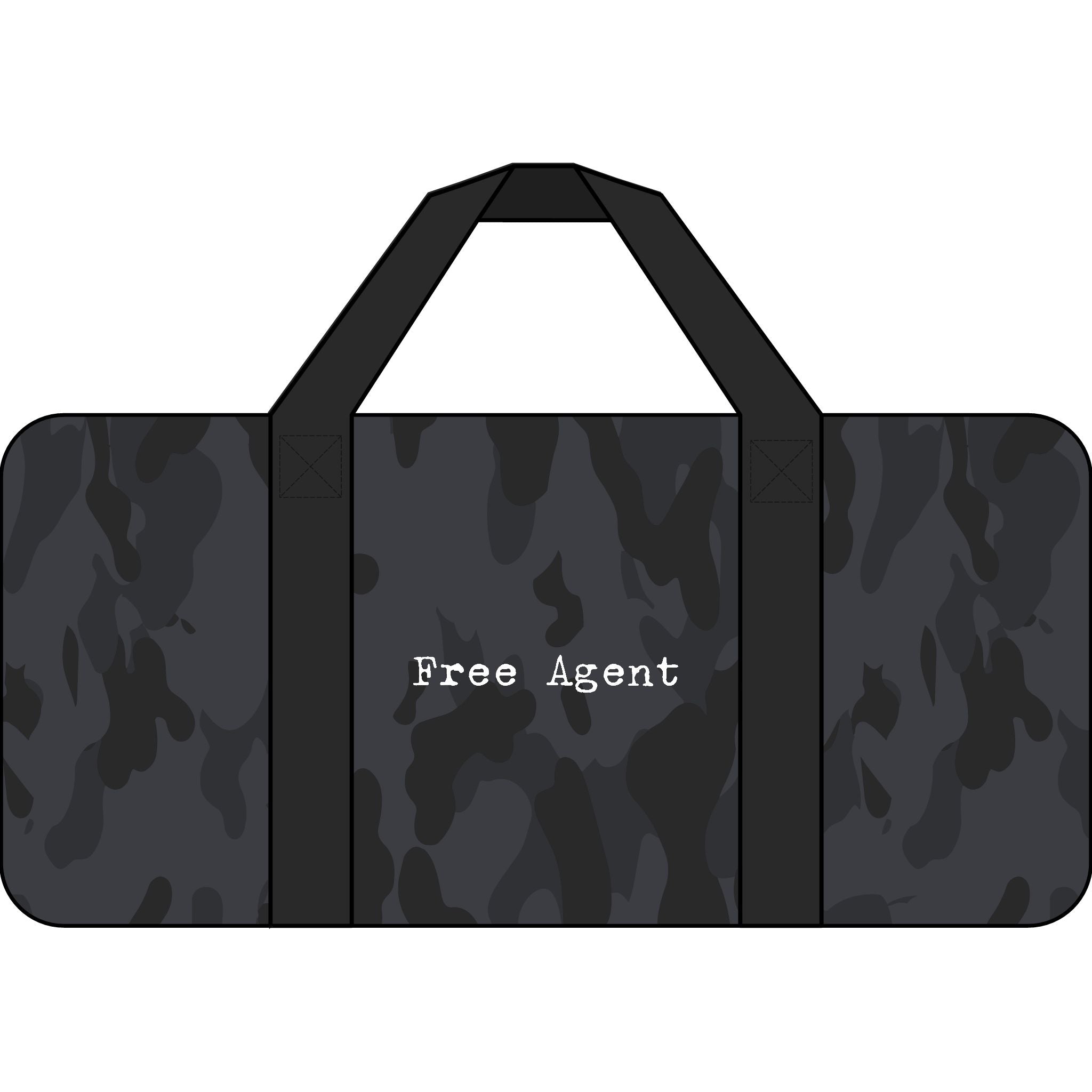 Free Agent Tripper Duffel Bag — Black/Camo Travel Gym Duffle with Checker Strap