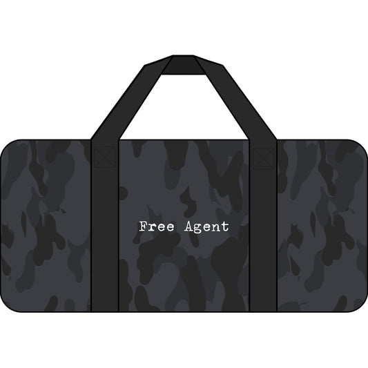Free Agent Tripper Duffel Bag — Black/Camo Travel Gym Duffle with Checker Strap