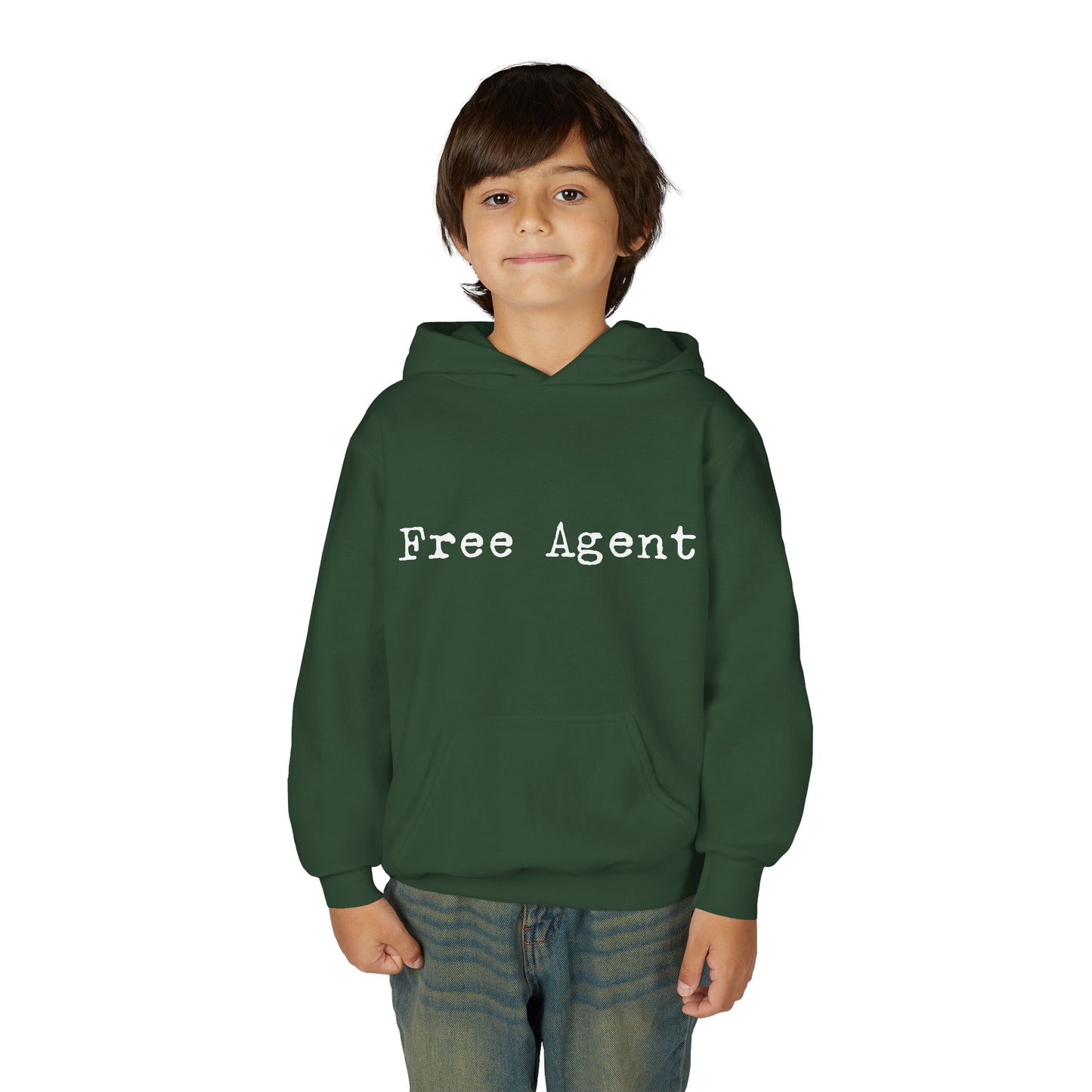 Youth 'Free Agent' Hoodie — Minimalist Text Pullover for Kids