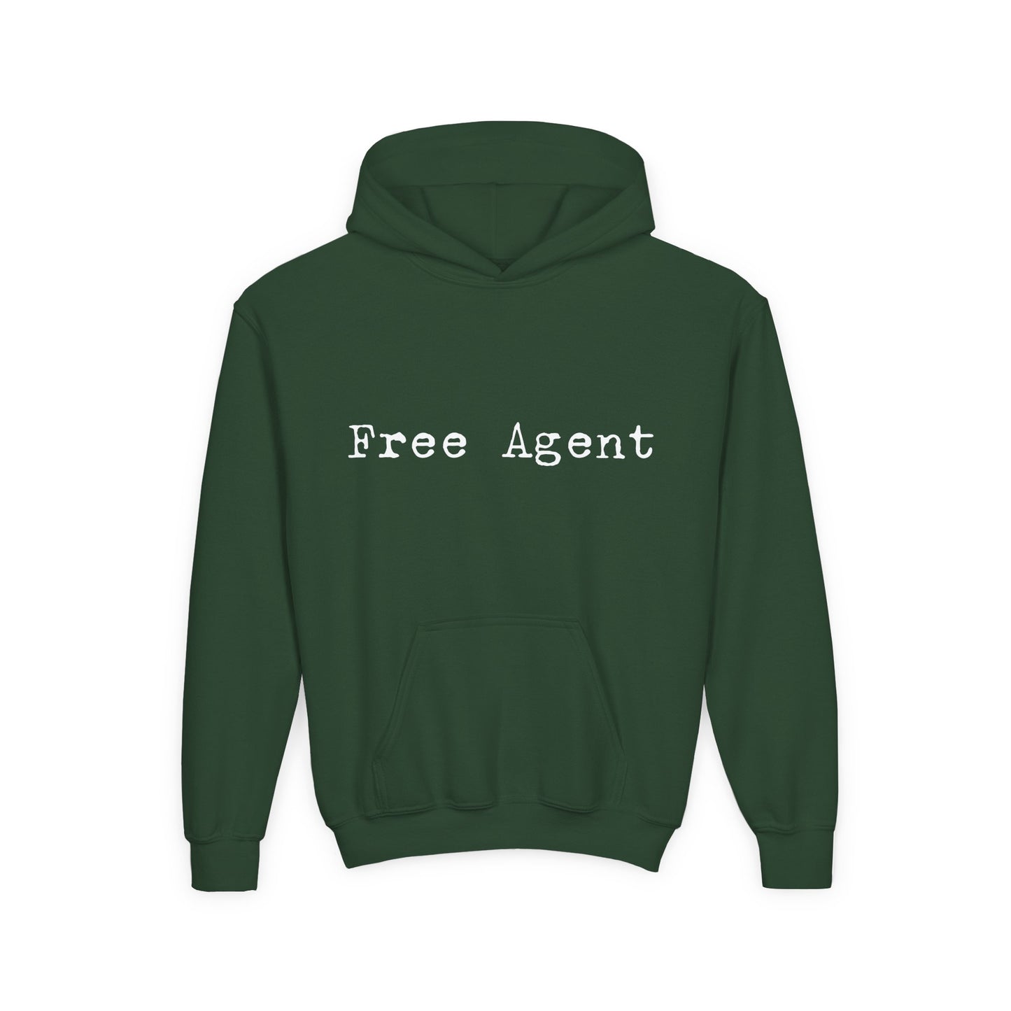 Youth 'Free Agent' Hoodie — Minimalist Text Pullover for Kids