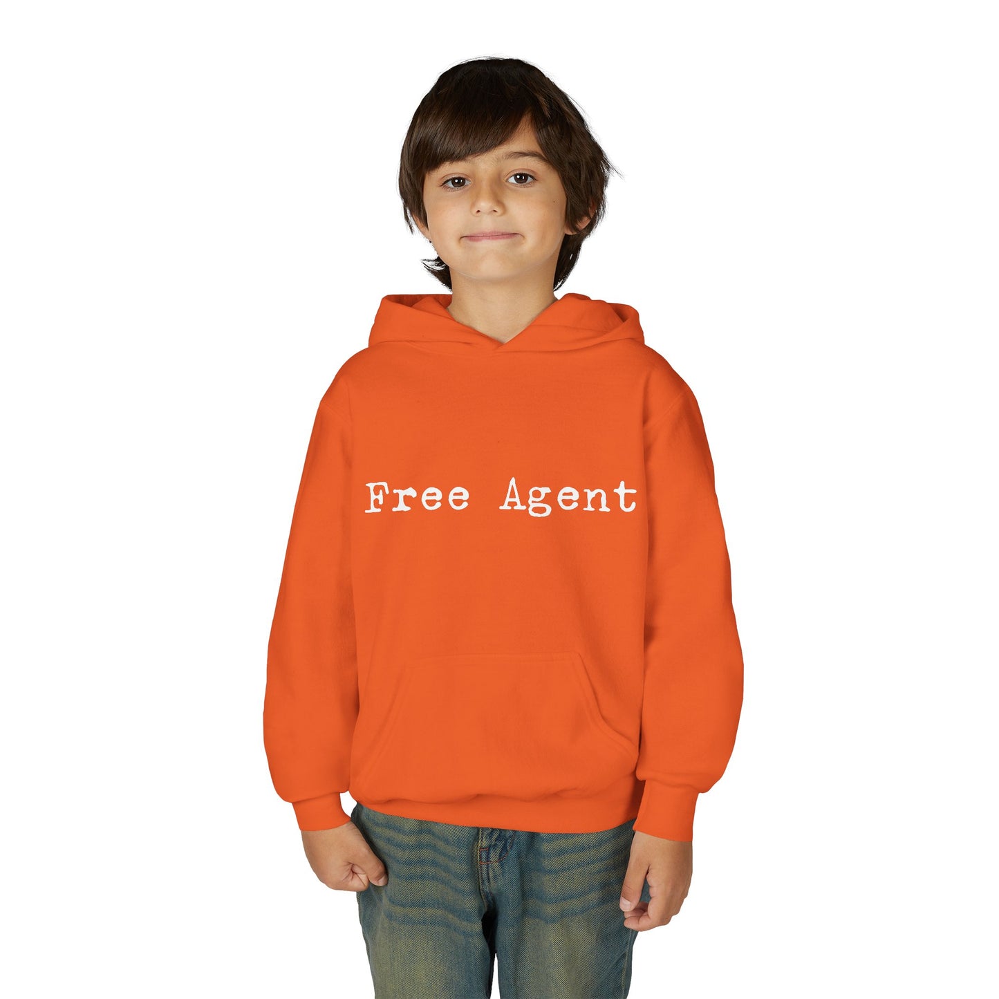 Youth 'Free Agent' Hoodie — Minimalist Text Pullover for Kids